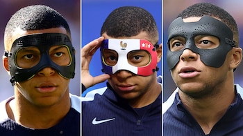 Mbappé utilizó diferentes máscaras durante