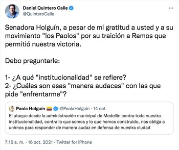 Publicación de Daniel Quintero