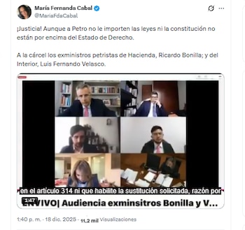 La senadora María Fernanda Cabal