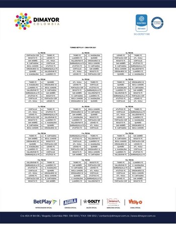 Fixture: Torneo BetPlay Dimayor II