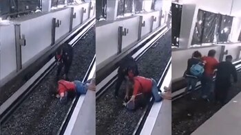 Persona ciega cae a vías