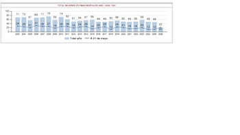 Evolución del número de mujeres víctimas mortales por violencia de género en España desde 2003. (Ministerio de Igualdad)