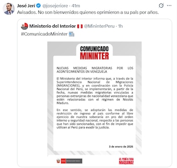 José Jerí: “No son bienvenidos