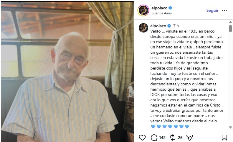 El anuncio de El Polaco llegó después de la muerte de su abuelo Velito y en un momento de reorganización personal