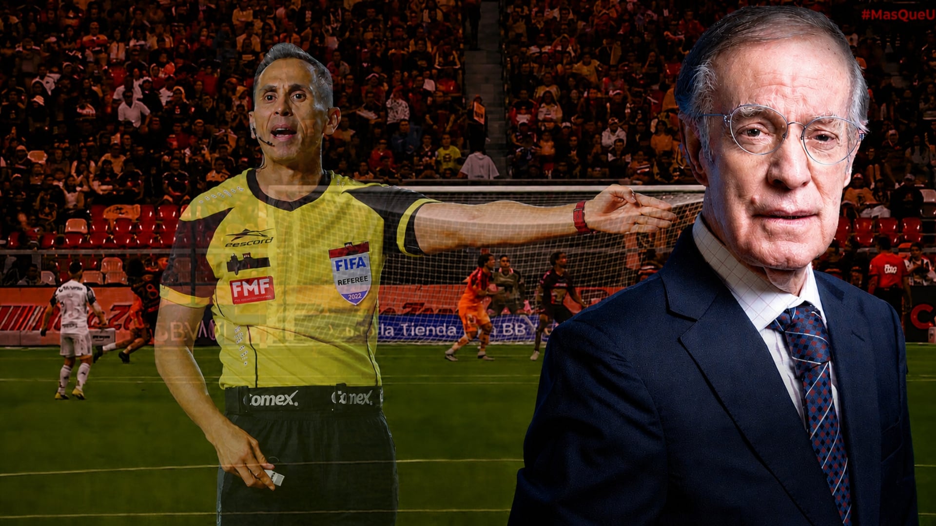 José Ramón Fernández, reconocido periodista deportivo, genera controversia con sus declaraciones sobre el partido entre América y Pumas, destacando la polémica arbitral. (Infobae México / Manu Cisneros)