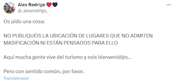 Tweet de Álex Rodrigo (X)