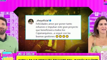 Sheyla Rojas llamó “amor” a Joaquín Ramírez en una publicación vinculada con su campaña en Cajamarca. 'Amor y Fuego'.