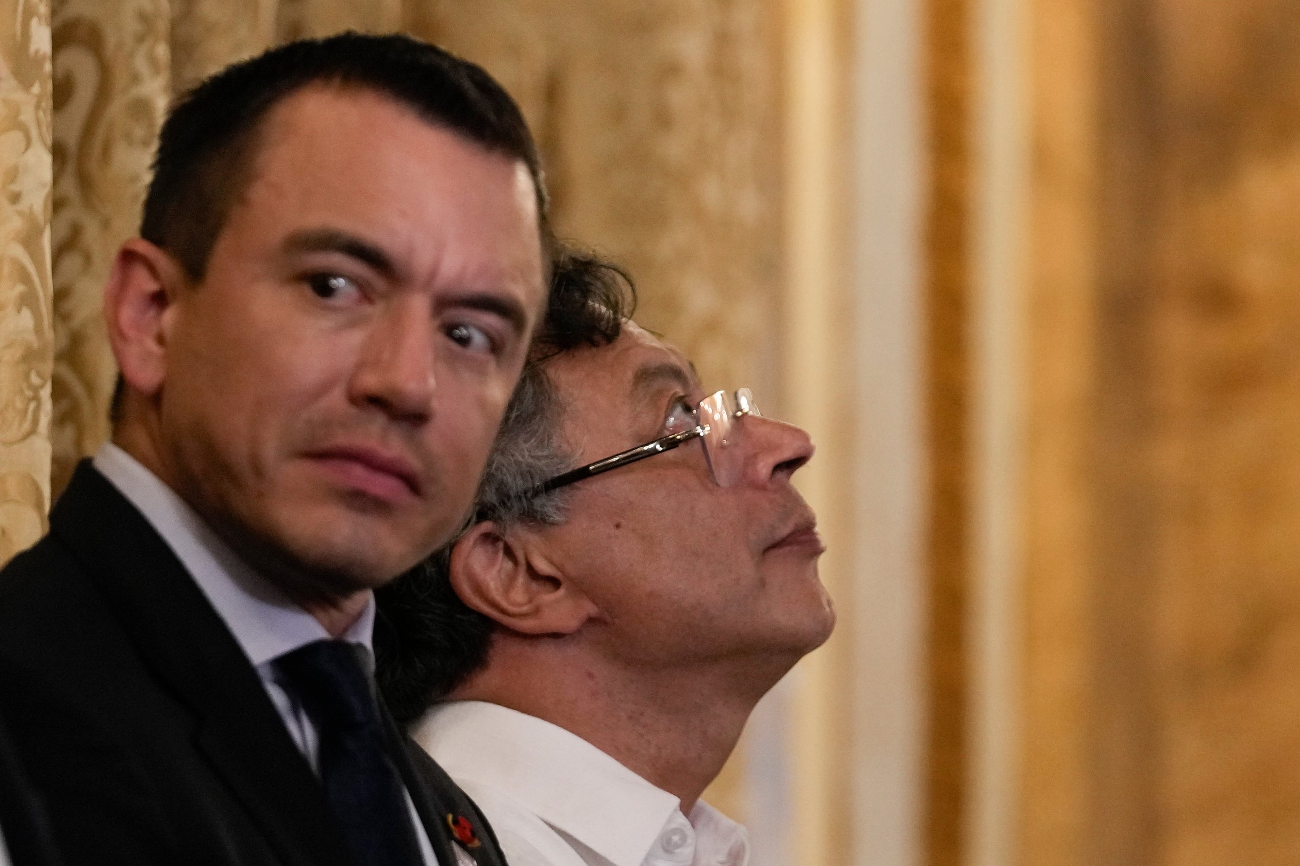 La relación entre los presidentes de Ecuador, Daniel Noboa, y Colombia, Gustavo Petro, atraviesa su peor momento - crédito Matías Delacroix/AP