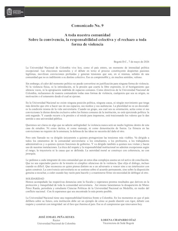 José Ismael Peña pidió a la comunidad universitaria no ser “espectador pasivo” frente a los episodios de violencia y asumir un rol de conciliación - crédito @JoseIsmaelPena/X