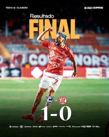 Con el solitario gol de Cristian Souza, Cienciano venció a UTC en la fecha 12 del Torneo Clausura 2026. - créditos: Cienciano