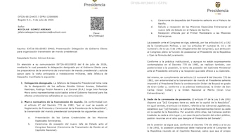 La postura de la Presidencia fue notificada en una carta - crédito suministrado a infobae
