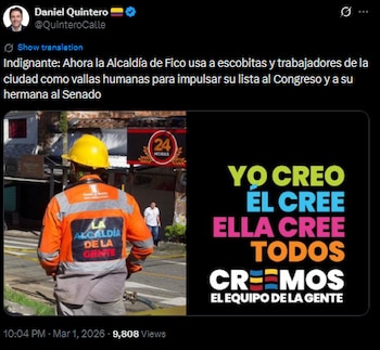 Daniel Quintero arremetió contra Fico