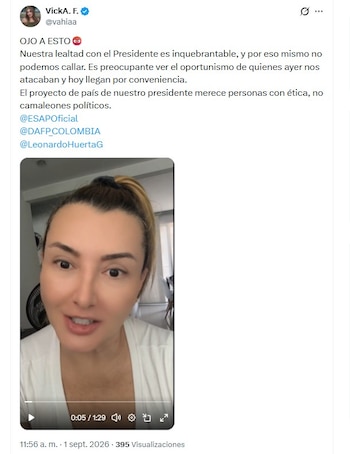 La abogada y creadora de contenido Victoria Arana, conocida como “VickA”, cuestionó públicamente la designación y pidió al presidente revisar el nombramiento del director del Esap - crédito @vahiaa/X