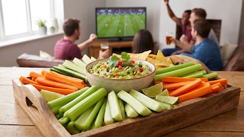 Guacamole casero con bastones de zanahoria, pepino y apio: la botana saludable para ver el Mundial