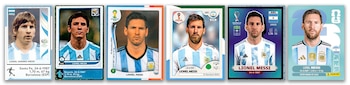 Figuritas Messi, Ronaldo, Maradona, Zidane y Cristiano Ronaldo