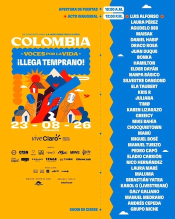 Las presentaciones se sucederán entre artistas nacionales e internacionales, hasta cerrar con Grupo Niche - crédito @viveclaro_co/Instagram