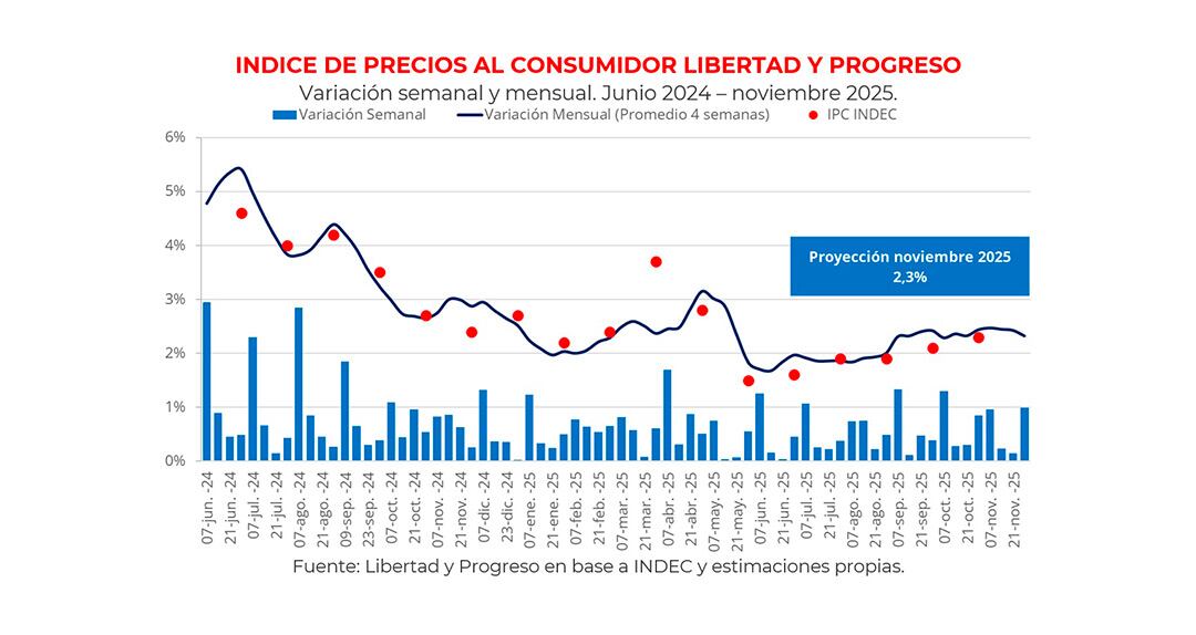 Para la Fundación Libertad y Progreso, la inflación se mantuvo en 2,3% en noviembre.