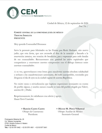 La Conferencia del Episcopado Mexicano se solidarizó con la comunidad judía de México