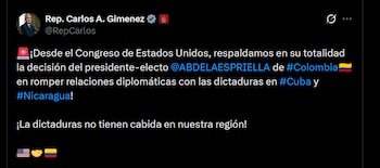 Carlos Giménez - crédito @RepCarlos/X