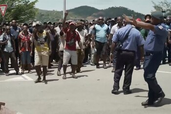 Una protesta en Puerto Moresby,