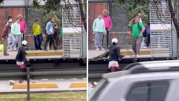 Video | Usuario de Transmilenio enfrentó a piedra a un hombre que intentó colarse: “Nada como iniciar el día jugando ponchados”