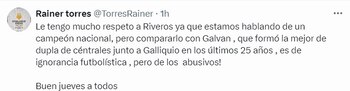 Polémico mensaje de Rainer Torres