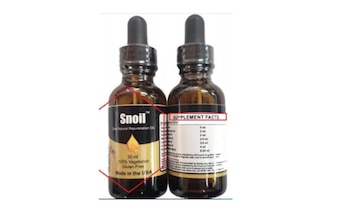 Envase de Snoil Skin Natural Rejuvenation Oil, producto que está siendo comercializado ilegalmente y cuya seguridad no está garantizada - crédito Invima