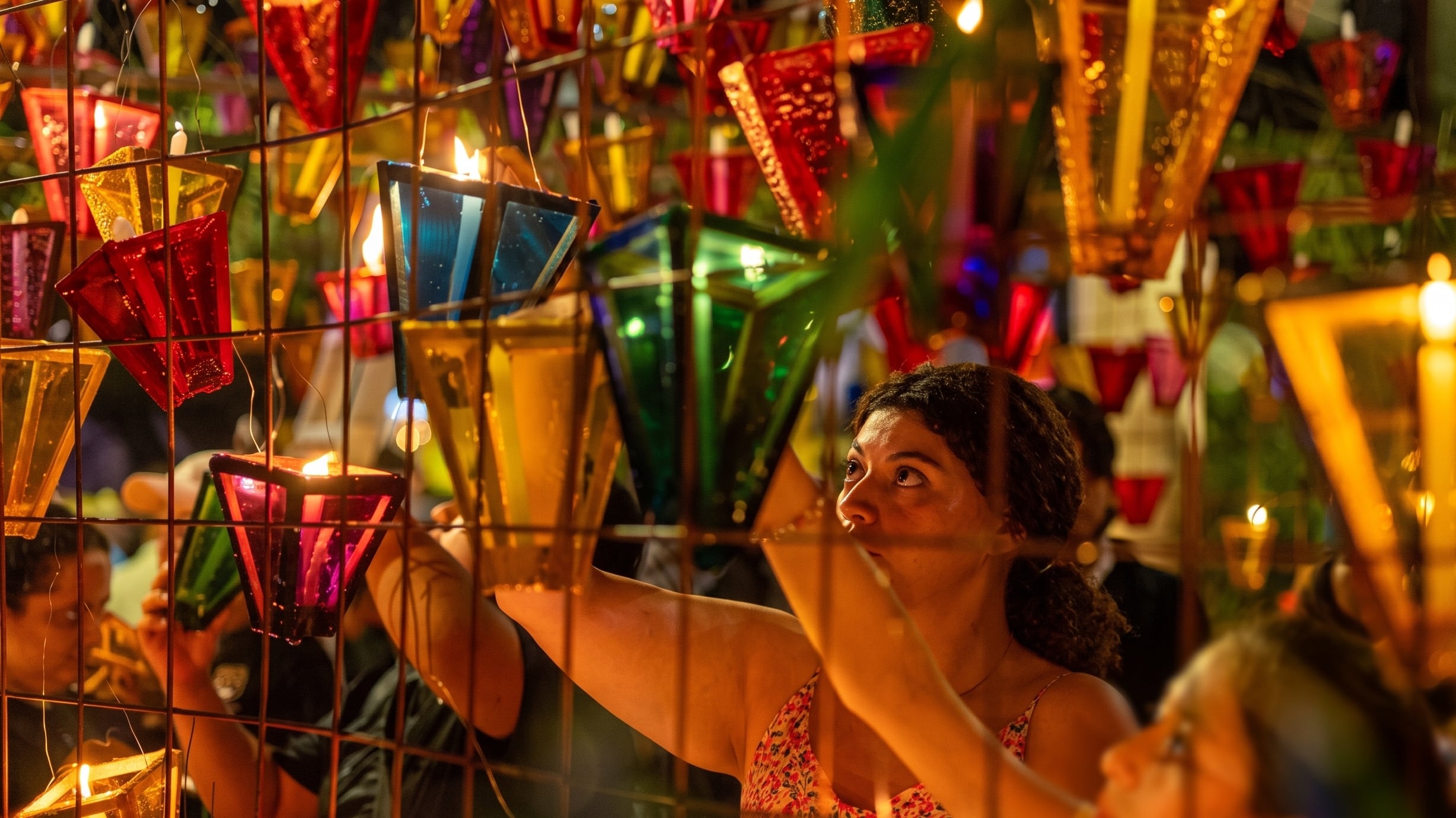 Farolitos de colores en Ahuachapán y Sonsonate marcan una fecha clave del calendario católico en El Salvador. Padres y madres enseñan a sus hijos a participar de la tradición. (Foto cortesía Ministerio de Turismo)
