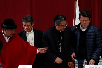 Leonidas Iza, líder indígena, y