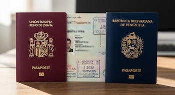 Pasaportes español y venezolano. (Imagen