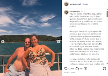 Ema Pompei despidió a sus padres en Instagram tras su muerte en un accidente en la Ruta 143 de San Carlos, Mendoza