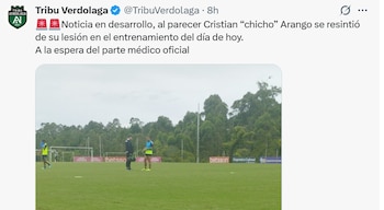 El medio partidario, Tribu Verdolaga, expone que Cristian 'Chicho' Arango habría salido lesionado del entrenamiento con Atlético Nacional - crédito @tribuverdolaga/X