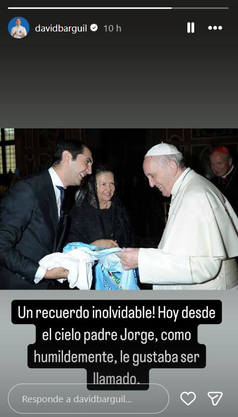 David Barguil en su despedida al papa Francisco, compartió uno de sus encuentros - crédito @davidbarguil/Instagram