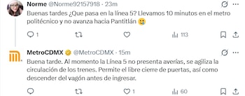Línea 5 con averías, reporta Metro de CDMX. Foto. X/@MetroCDMX.