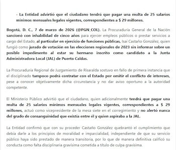 Isaí Castaño González es inhabilitado