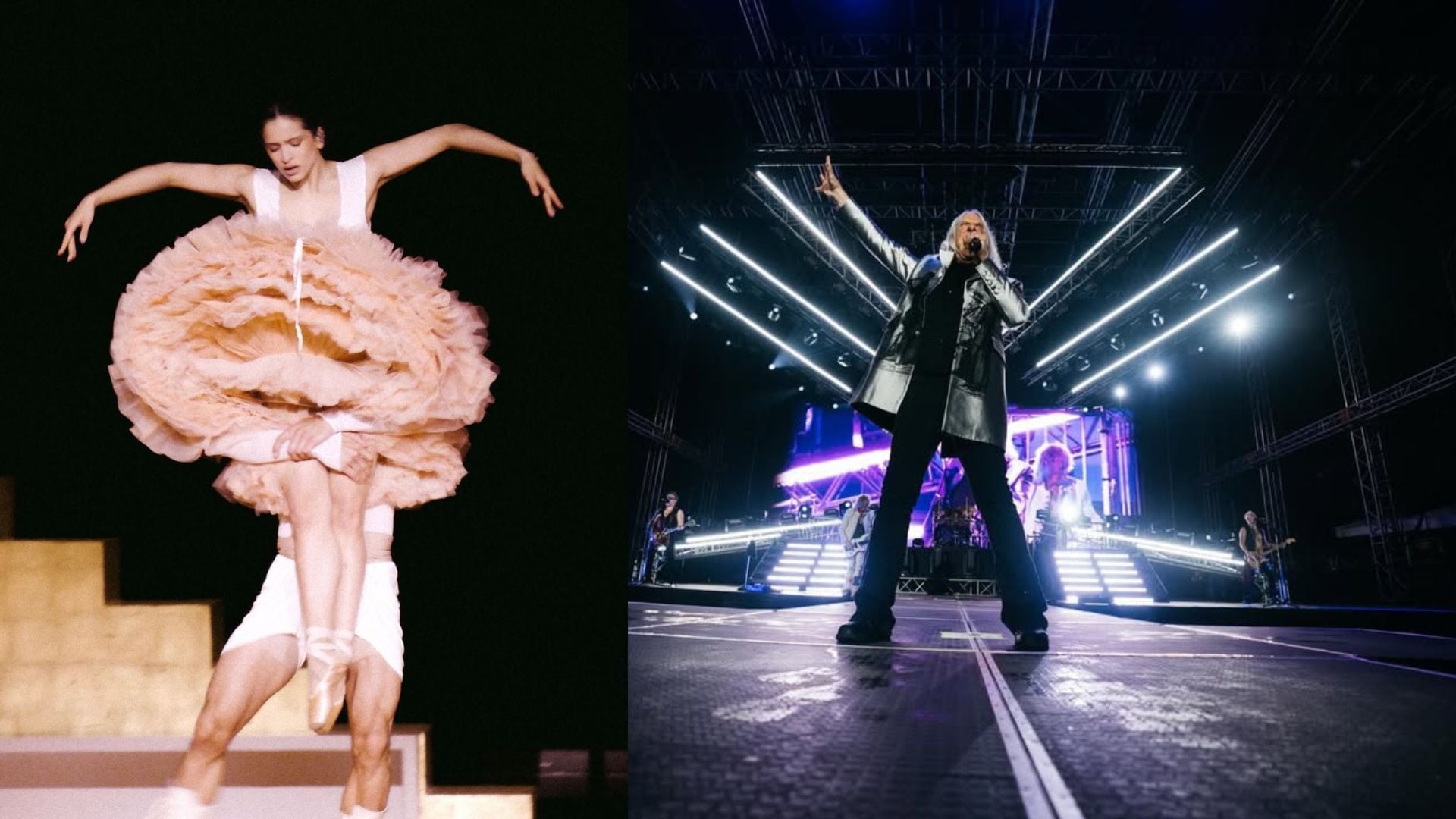 Rosalía y Def Leppard encabezan la agenda musical de Bogotá para el segundo semestre de 2026, con espectáculos que exigen tecnología de punta. (Fotocomposición Infobae)
