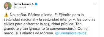 Tuit Javier Lozano (Foto: captura