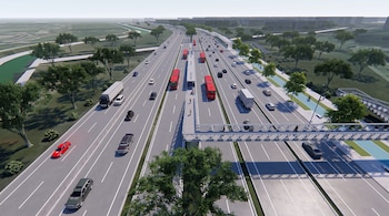 El trazado de la ALO Sur incorpora una alameda de 9,5 kilómetros y reserva espacio en el separador central para el sistema Transmilenio - crédito IDU/ALO SUR