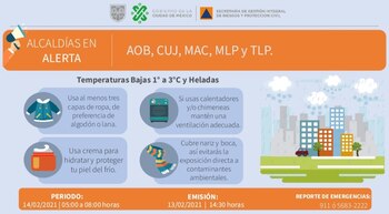 Se esperan temperaturas bajas durante