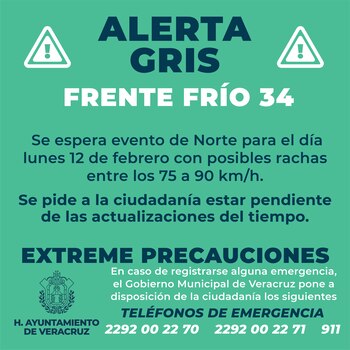 Activan alerta gris en Veracruz
X/AyuntamientoVer