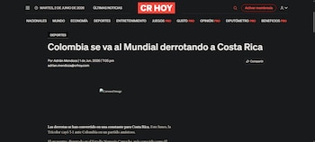 Otro de los diarios más populares del país centroamericano detallaron la derrota de los "Ticos" en Bogotá en el último partido de despedida de la selección Colombia-crédito Diario CR