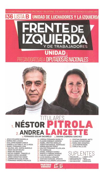 La boleta oficial de Néstor