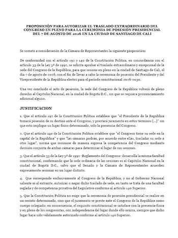 La proposición será discutida en plenaria de la Cámara de Representantes - crédito X