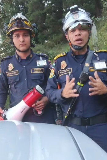Santiago Giraldo apareció en Angelópolis y no en El Romeral - crédito @bomberoslaestrella/IG