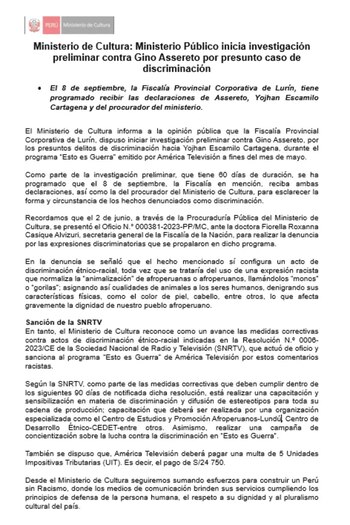 Ministerio Público abrió investigación contra