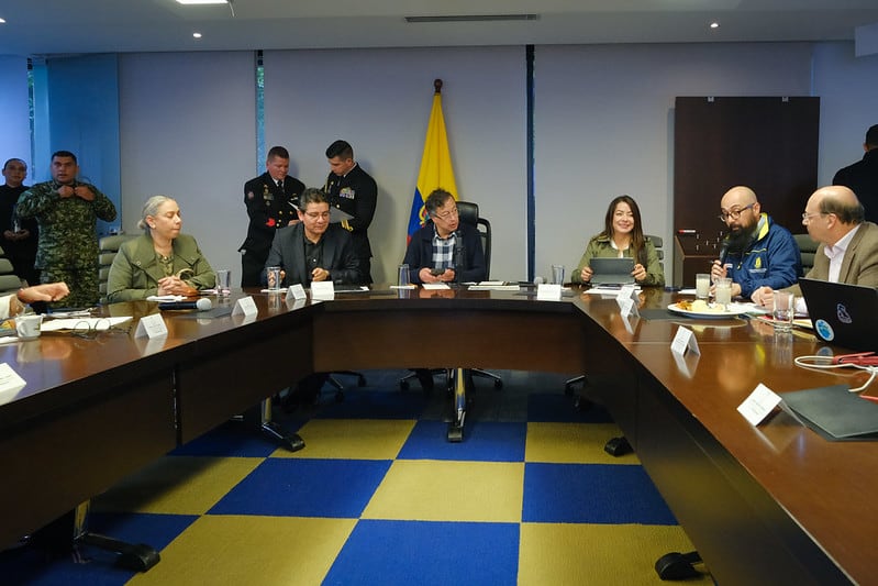 El presidente Gustavo Petro lideró una mesa de crisis con su gabinete ministerial, la Ungrd, la cúpula militar y los organismos de emergencia, para coordinar la emergencia climática en Colombia - crédito Ovidio González/Presidencia