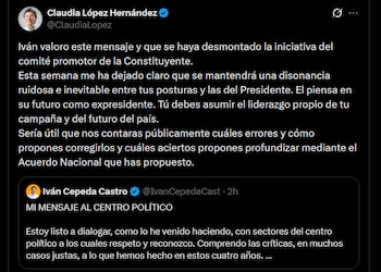 Claudia López - crédito @ClaudiaLopez/X