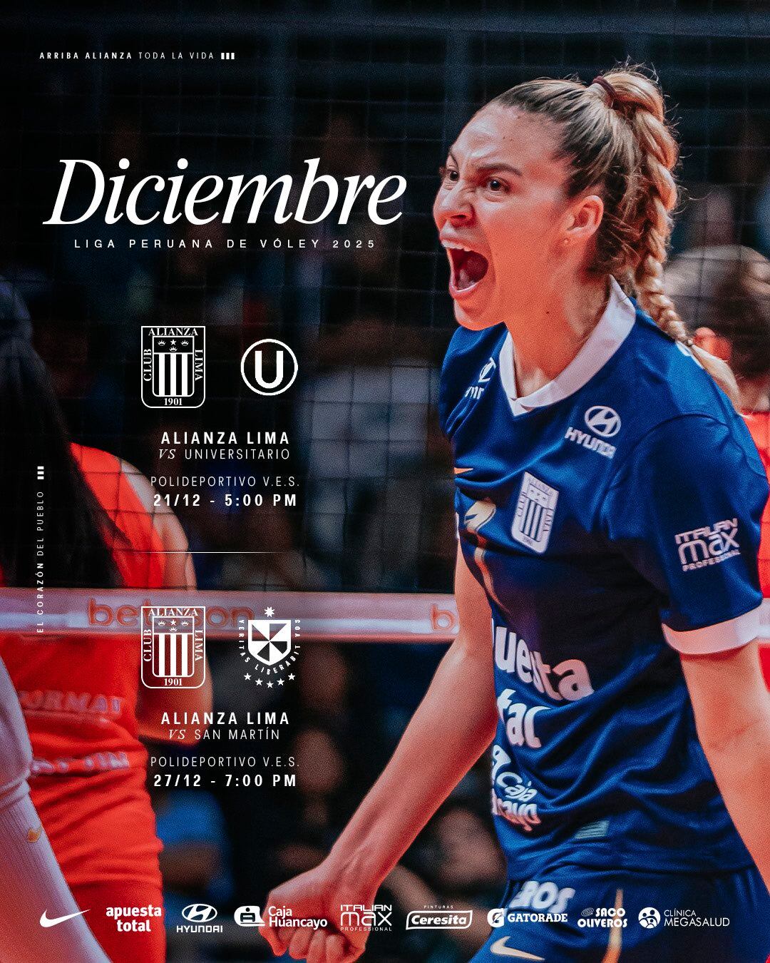 Fixture que le resta a Alianza Lima en la Fase 1 de la Liga Peruana de Vóley