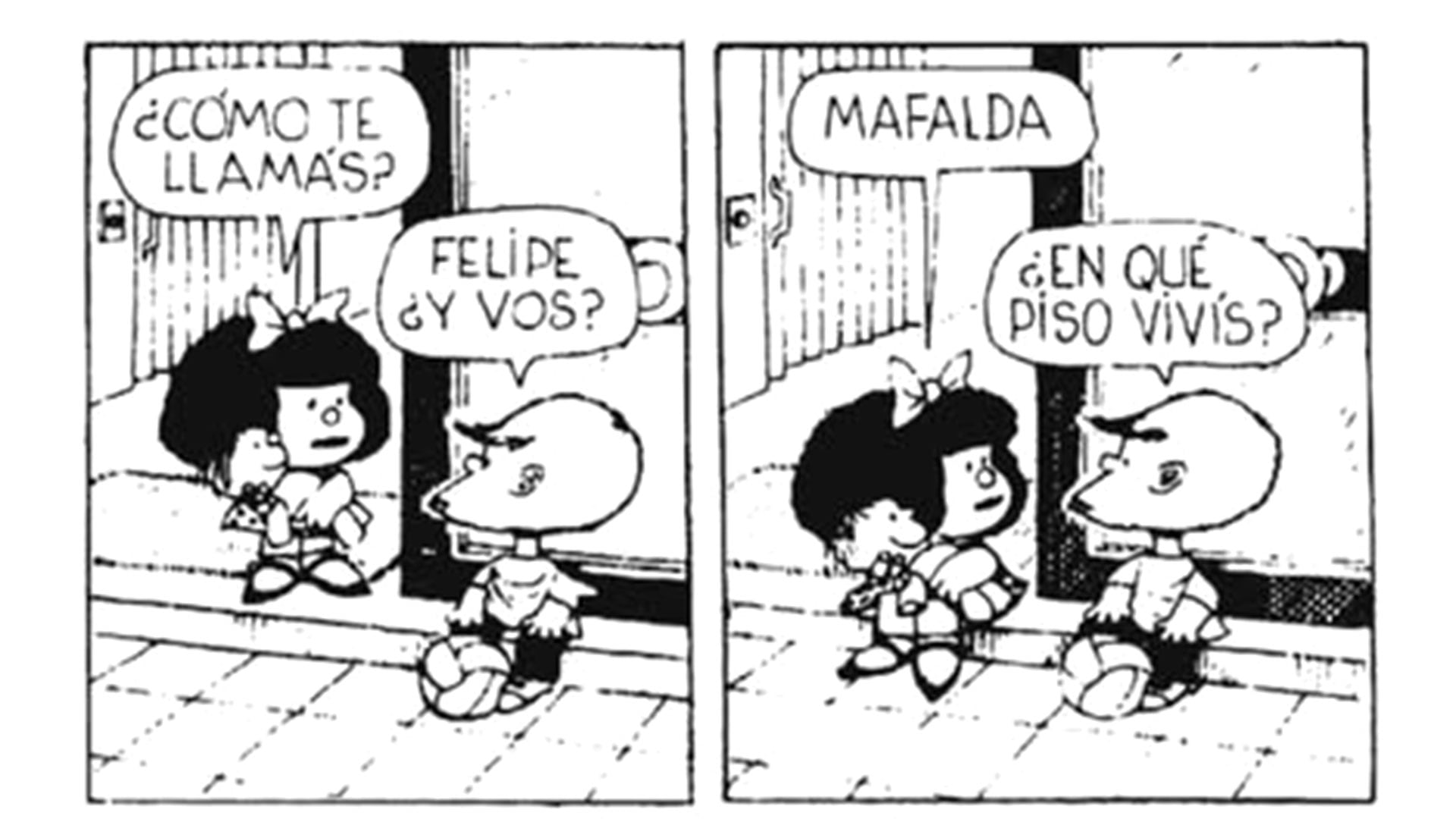 Quino rescató en 1964 los bocetos creados para Mansfield y publicó la primera tira de Mafalda en la revista Primera Plana