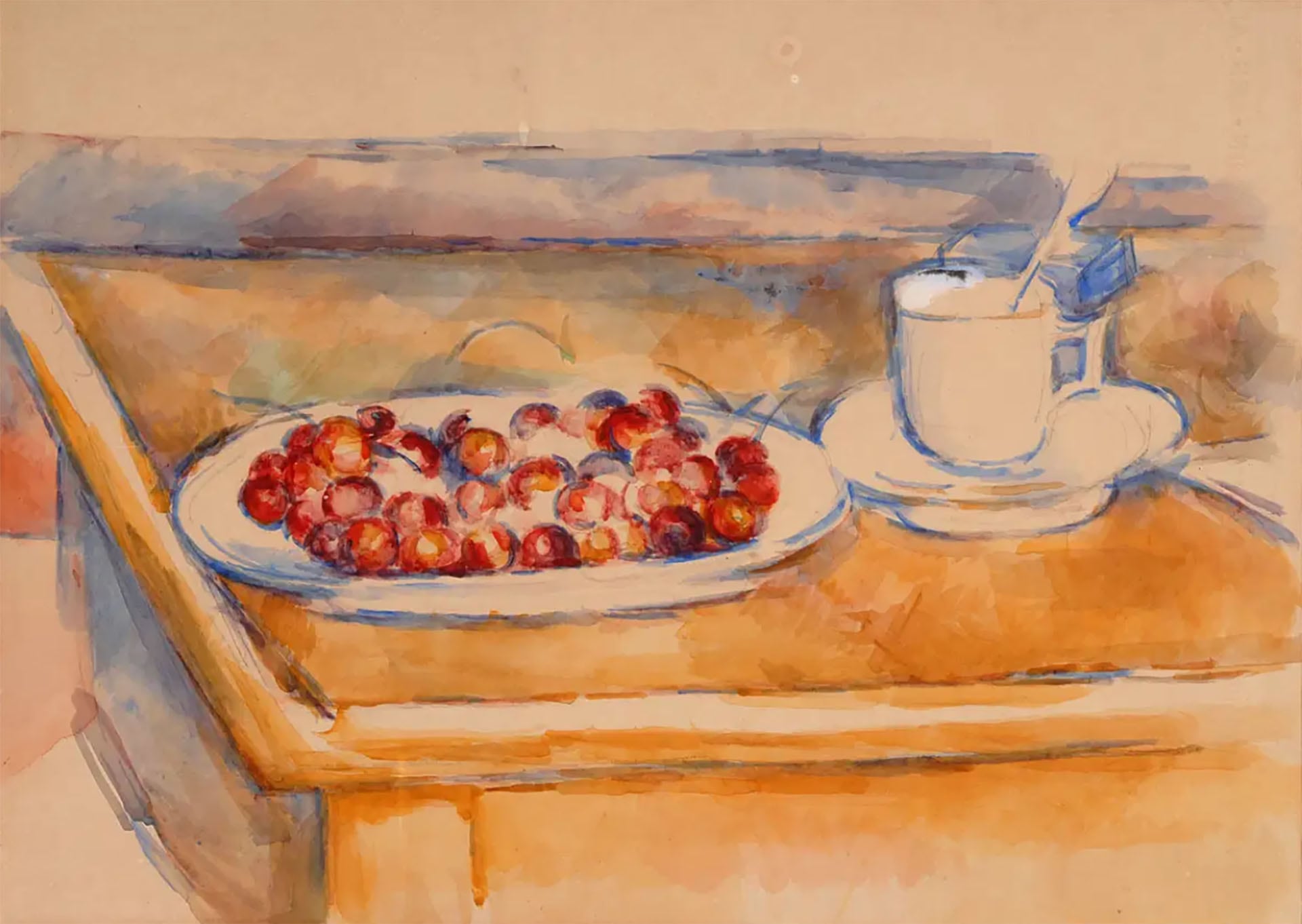 “Naturaleza muerta y con cerezas” de Cézanne